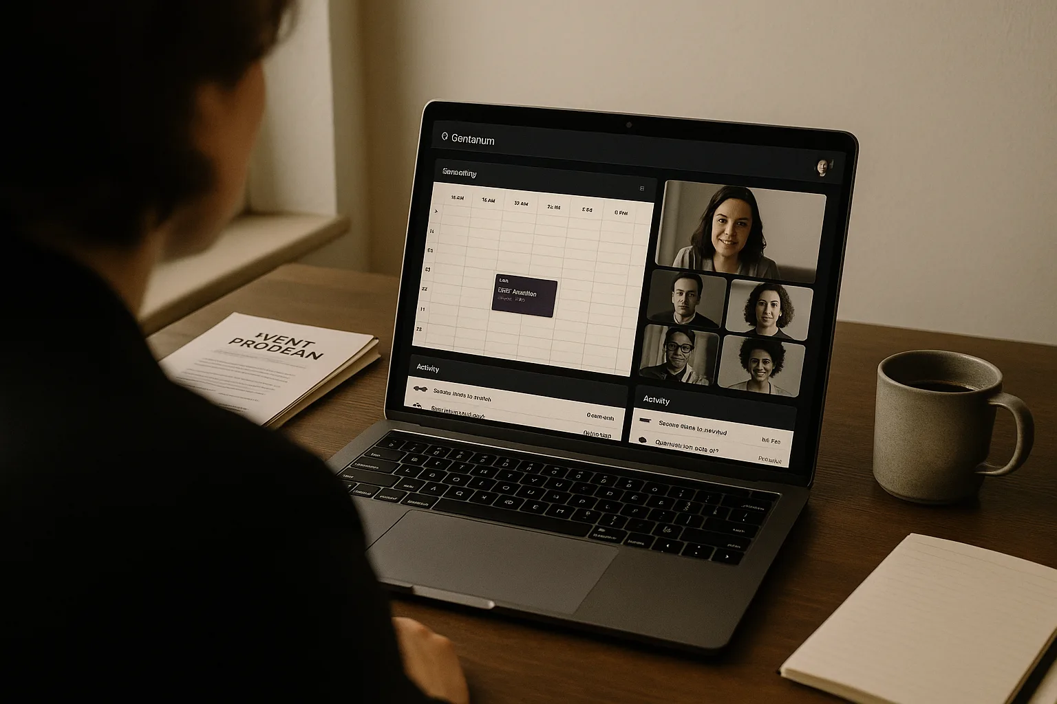 Producer on a video call reviewing the Confanum admin dashboard